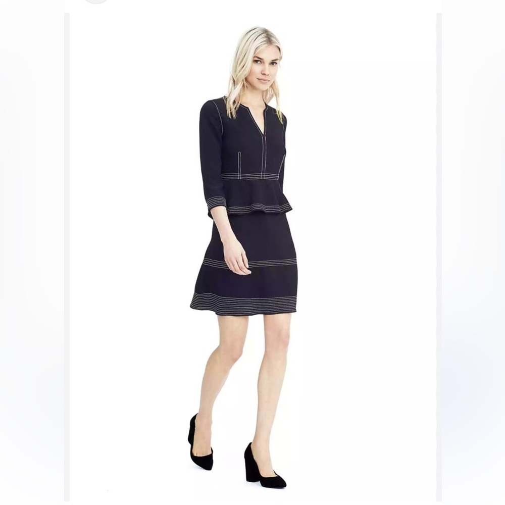 NWT Banana Republic Crepe Stitch Dress, Preppy Navy SIZE 8